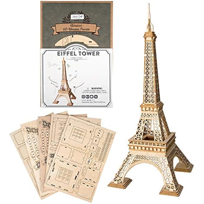 DIY 3D WOODEN PUZZLE  EIFFEL TOWER BUILDINGS LASER CUT ASSEMBLY MODEL KIT BRAIN TEASER PUZZLES EDUCATIONAL STEM TOY ADULTS AND TEENS TO BUILD SAFE AND NON-TOXIC PREMIUM WOOD TG501 - Image 2